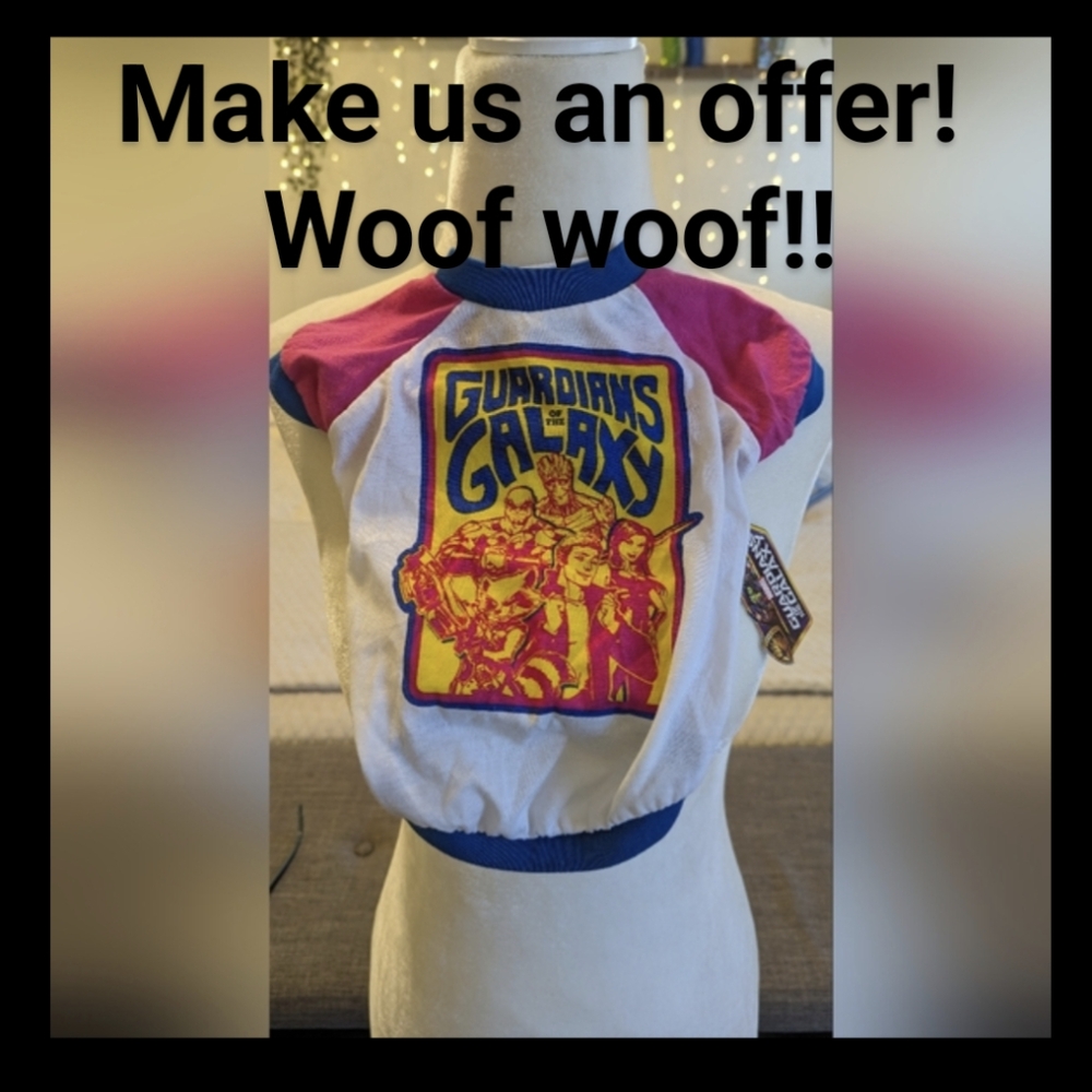 Marvel Guardians of the Galaxy White Pink Blue Dog Tee